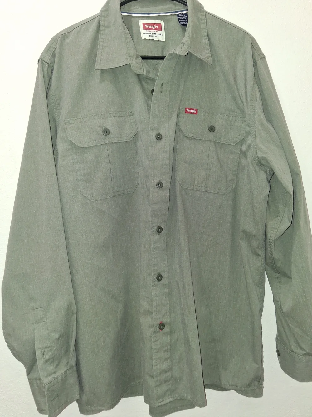 Wrangler Men's Long Sleeve Olive Shirt